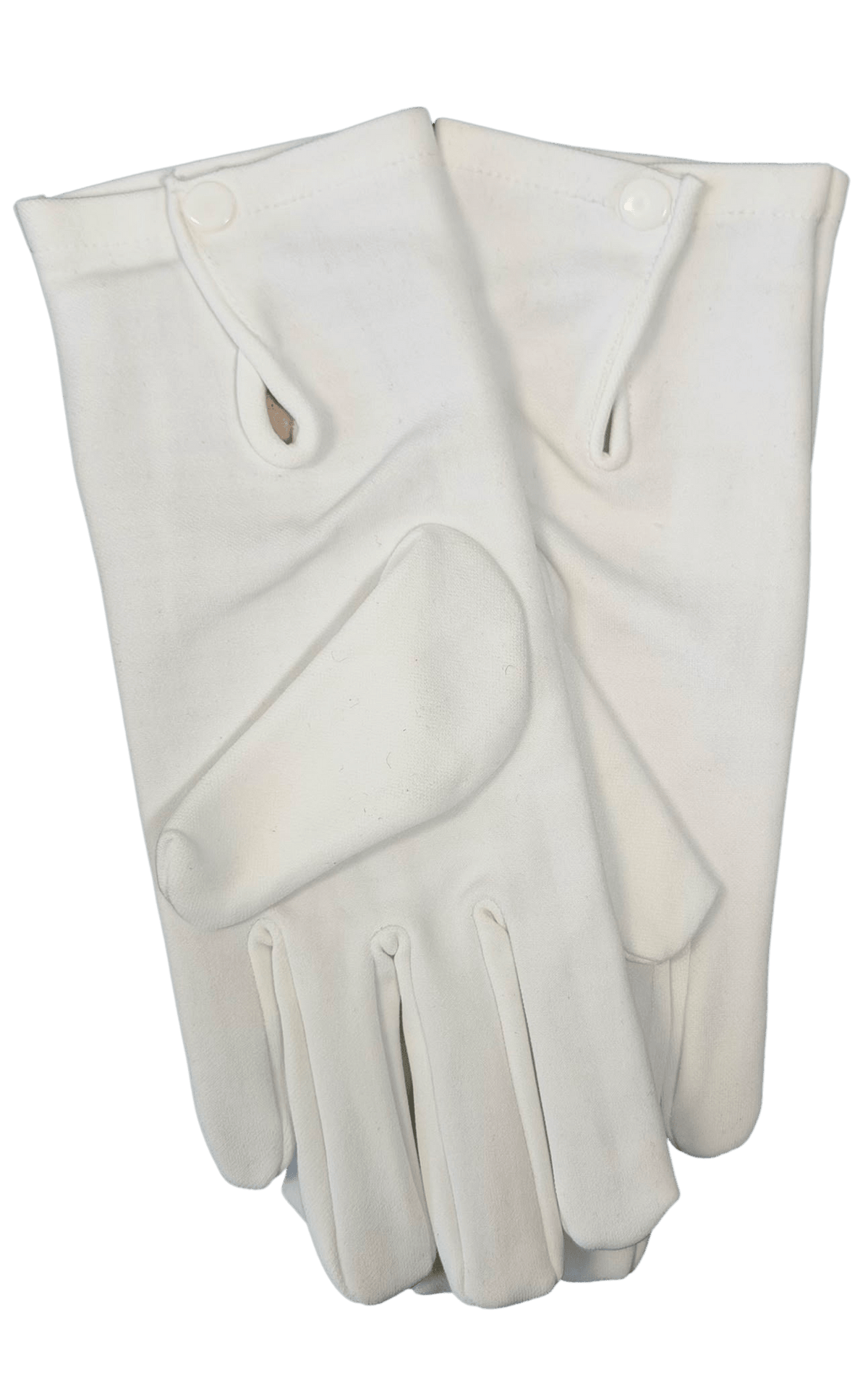 Witte katoenen handschoenen met kunststof drukknoop - InDef