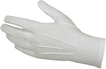 Witte katoenen handschoenen met kunststof drukknoop