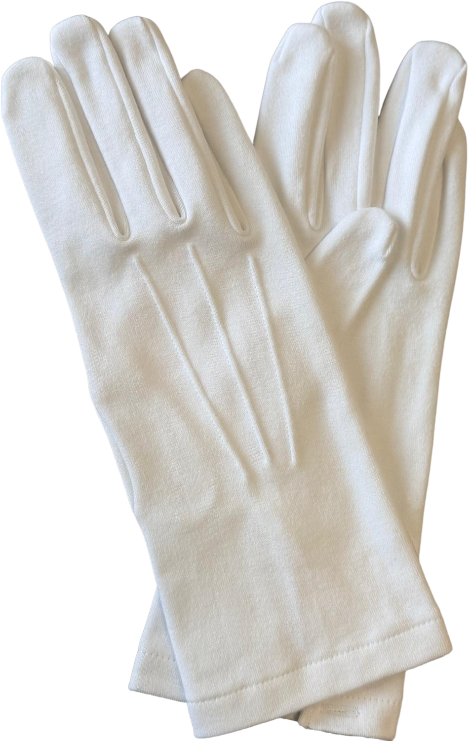 Witte katoenen handschoenen met kunststof drukknoop