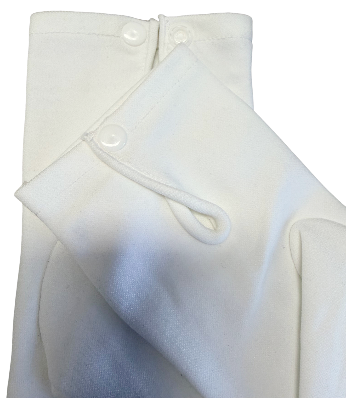 Witte katoenen handschoenen met kunststof drukknoop