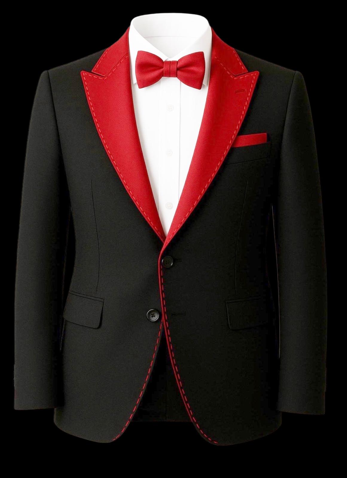Zwart met rode punt revers voor formal wear