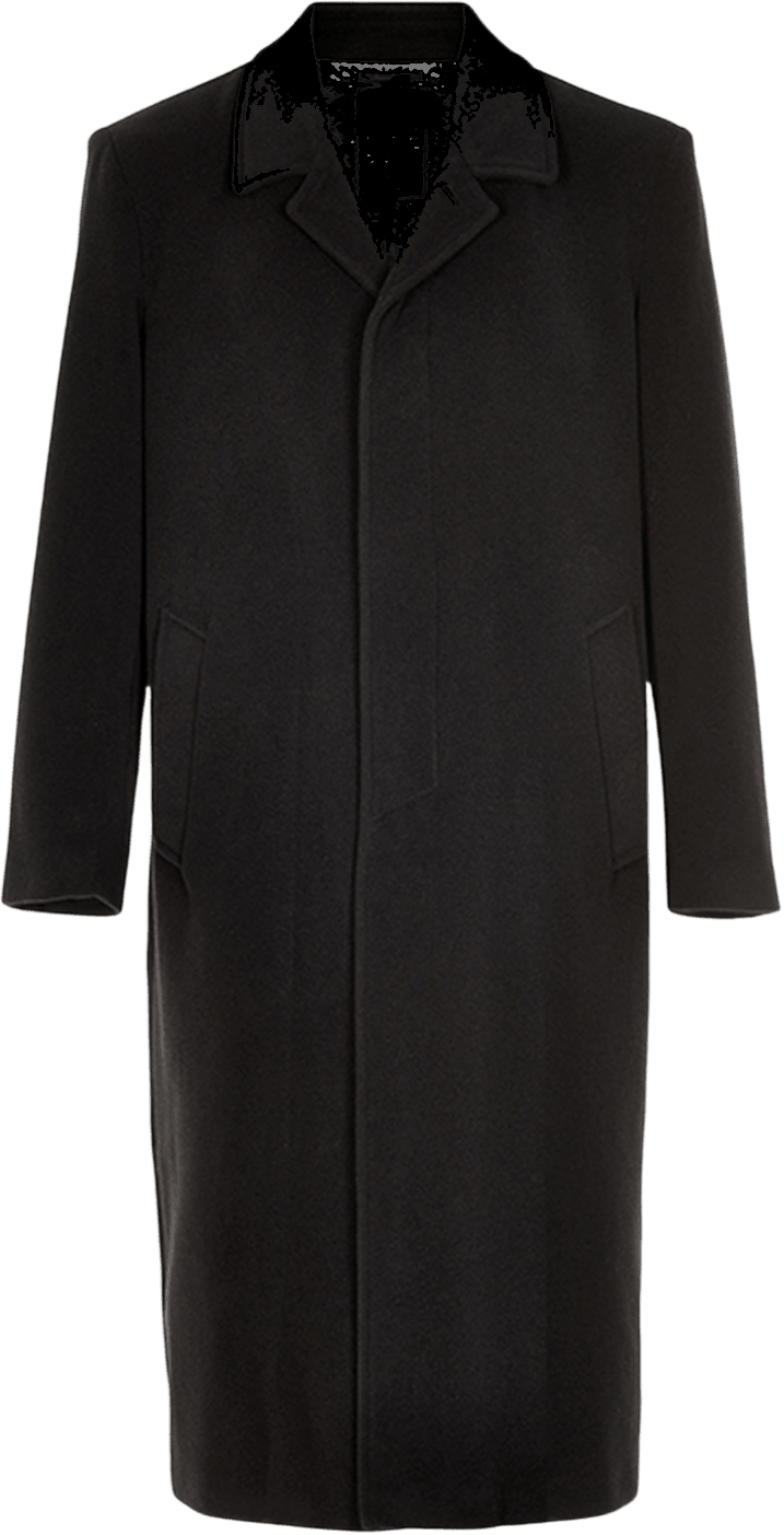 Ceremoniële zwarte overcoat voor heren – zijaanzicht