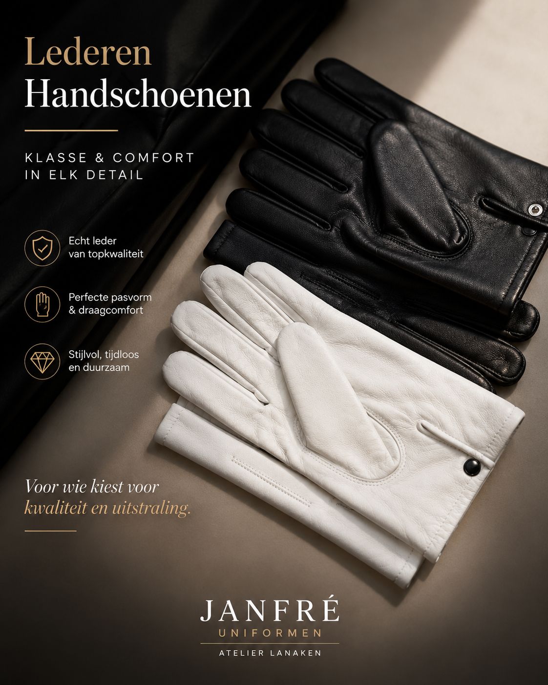 Lederen handschoenen wit – ceremonieel & formal wear - InDef