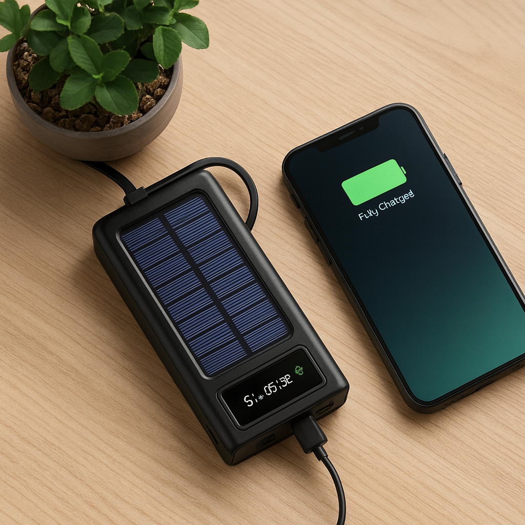 Solar Powerbank 20.000 mAh – noodstroom voor onderweg