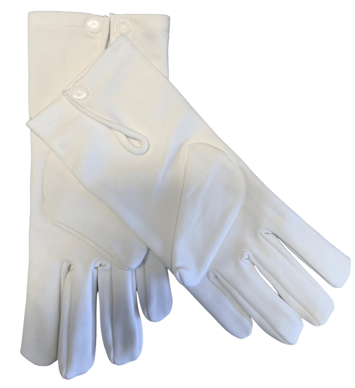 Witte katoenen handschoenen met kunststof drukknoop - InDef